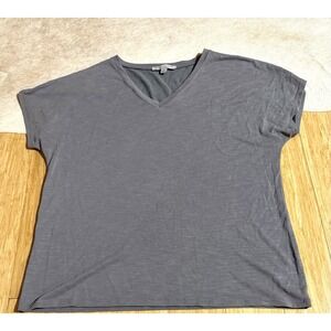 Green Envelope Women's Top V-Neck Blouse‎ Gray/Blue Short Sleeve Size Small